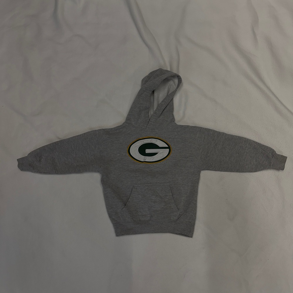 Green Bay Packers NFL Reebok Hoodie Pullover‎ Gray Kids Youth Medium 5/6